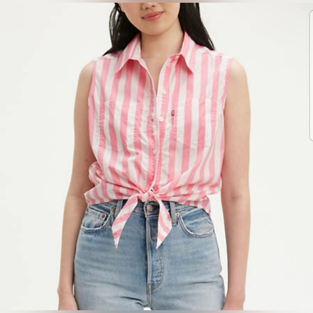 Levi’s Davina Sleeveless Tie-Front Striped Shirt
